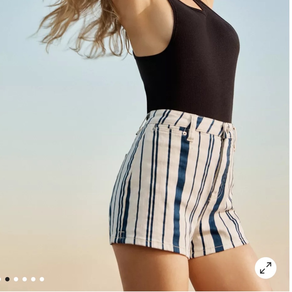 BDG Pin-Up High-Rise Shorts, blue white stripe, 27